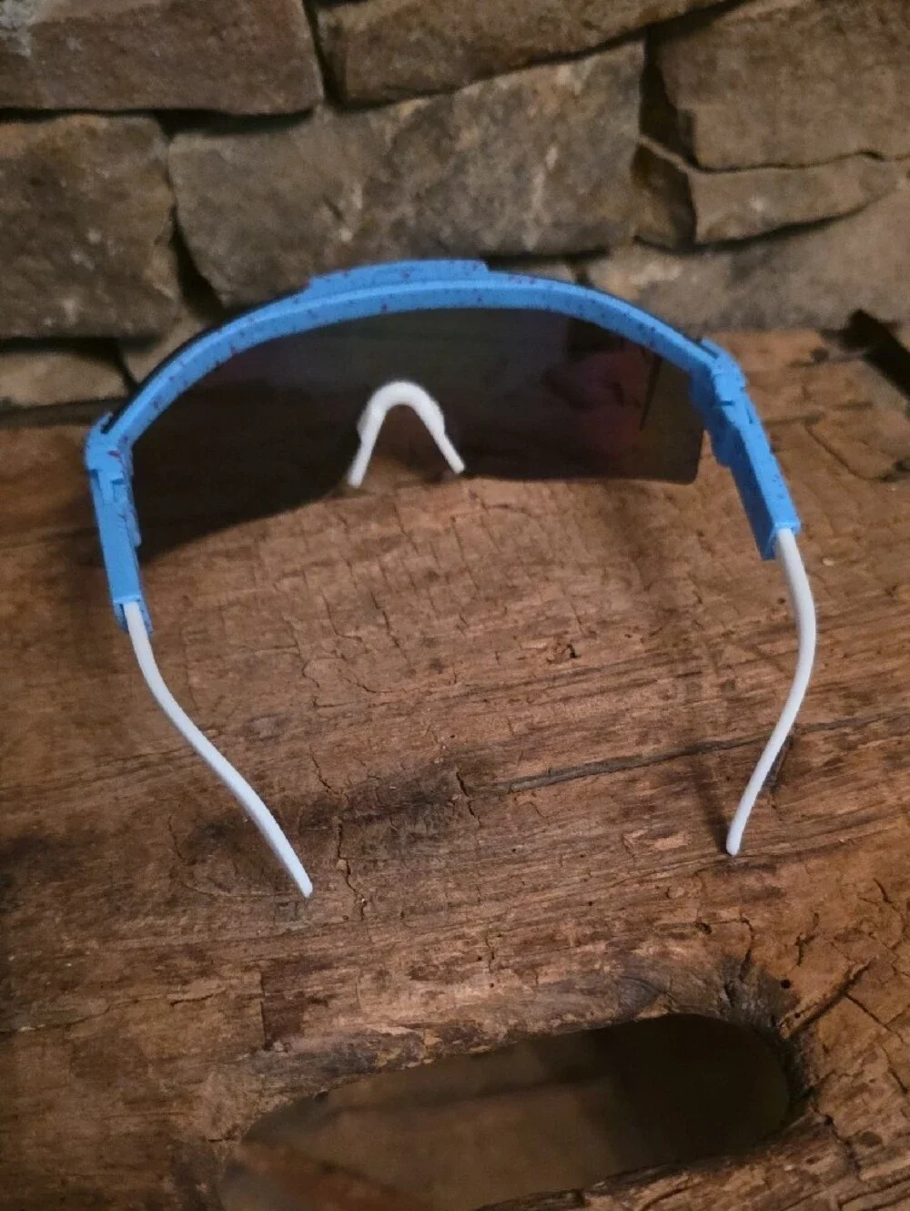 Pit Viper Blue Frame Sunglasses with Rainbow Mirrored Lens